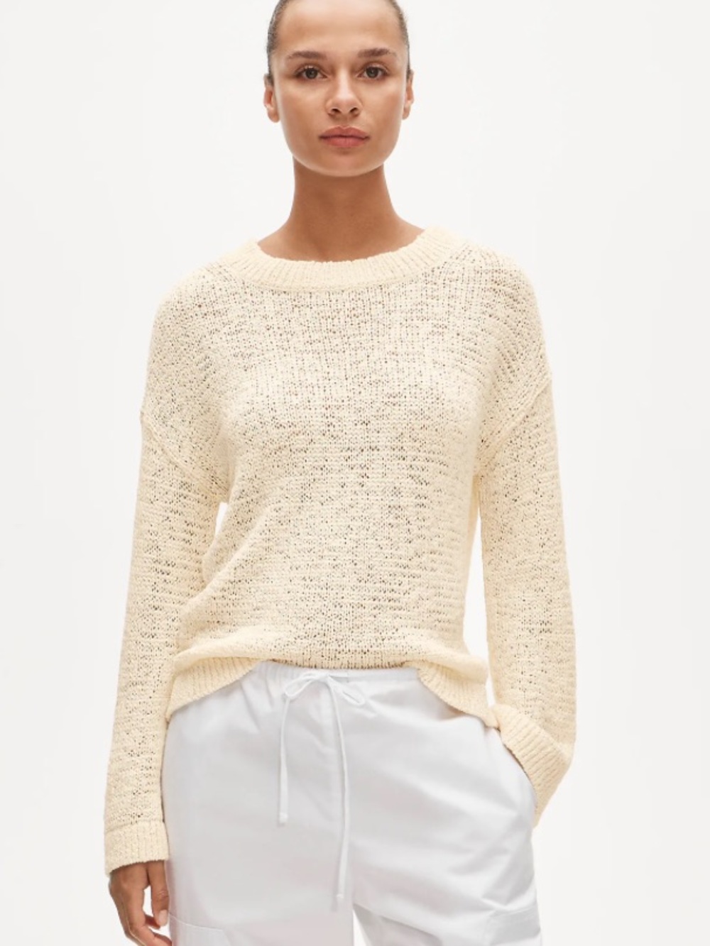 J crew antique white Montauk pullover sweater